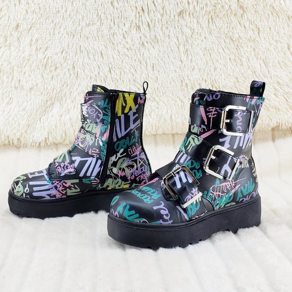 Yoki Multicolor Graffiti Ankle Boots - Picture 5 of 16